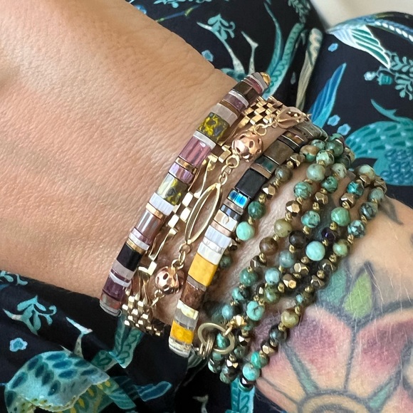 Handmade hand knotted long double layer African turquoise gemstone necklace - Picture 2 of 9